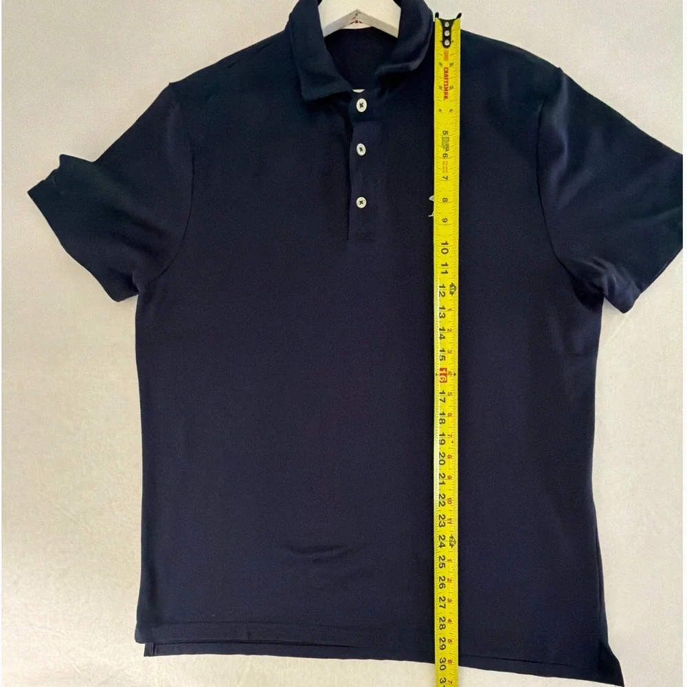 Boast Mens Navy Blue Short Sleeve Cotton Blend Pique Polo Shirt Size Large